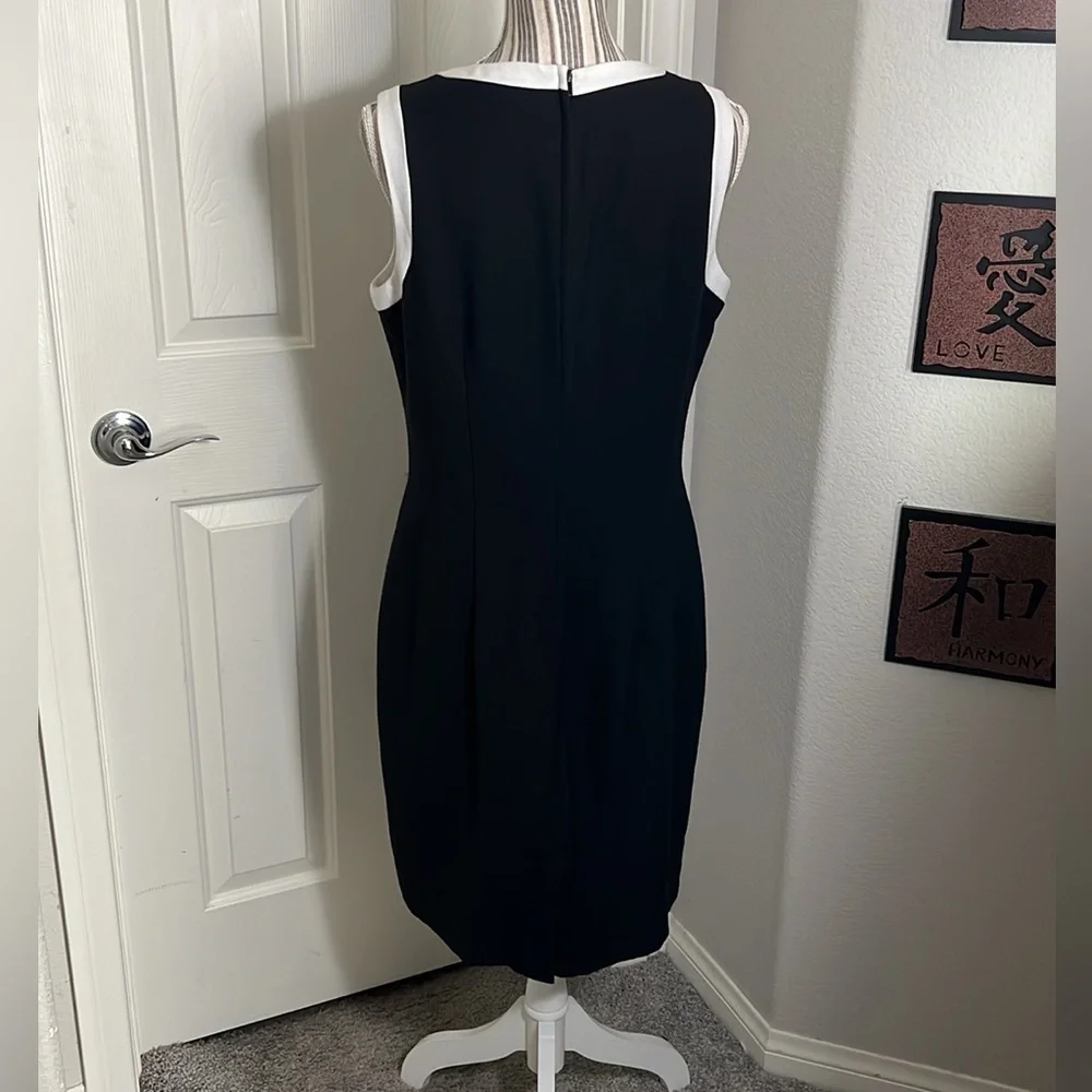 Vintage Donna Ricco black n white Sleeveless pencil slit dress size 12 - Picture 5 of 7